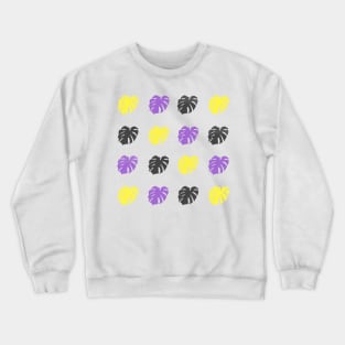 Monstera Deliciosa Leaves - Nonbinary Pride Crewneck Sweatshirt